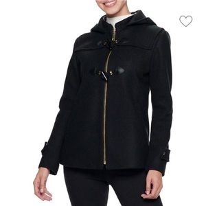 Nine West Women's Faux Fur Trim Hooded Duffel Coat